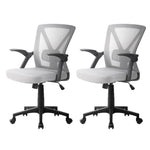 2x Mesh Office Chair Mid Back Black/Grey