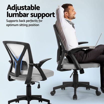 2x Mesh Office Chair Mid Back Grey
