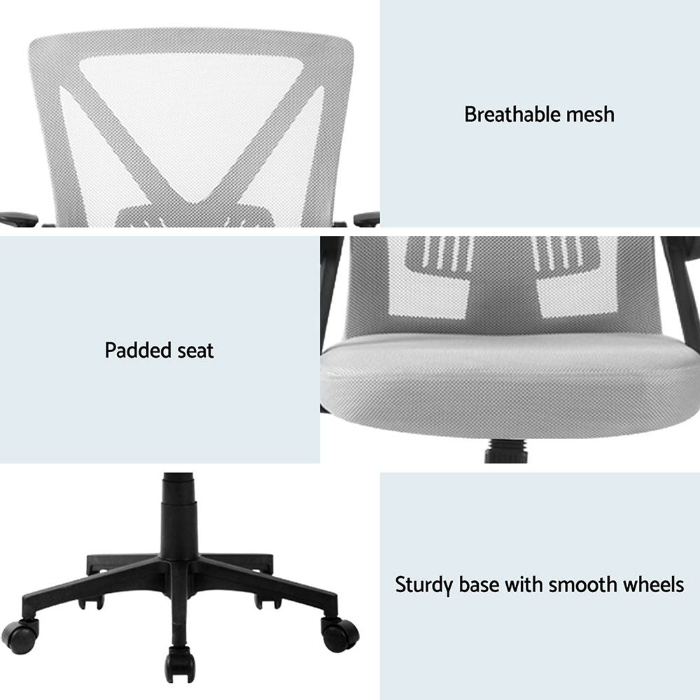 2x Mesh Office Chair Mid Back Black