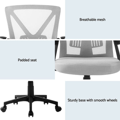 2x Mesh Office Chair Mid Back Black