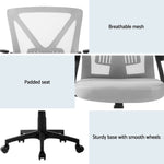 2x Mesh Office Chair Mid Back Black/Grey