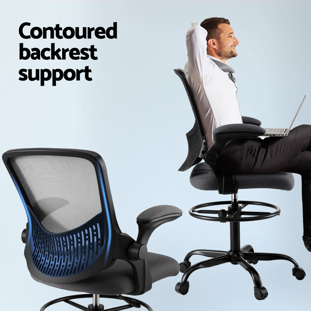 Office Chair Drafting Chairs Stool Computer Desk Studios Mesh Grey