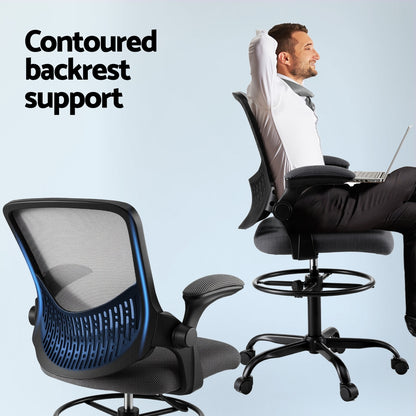 Office Chair Drafting Chairs Stool Computer Desk Studios Mesh Grey