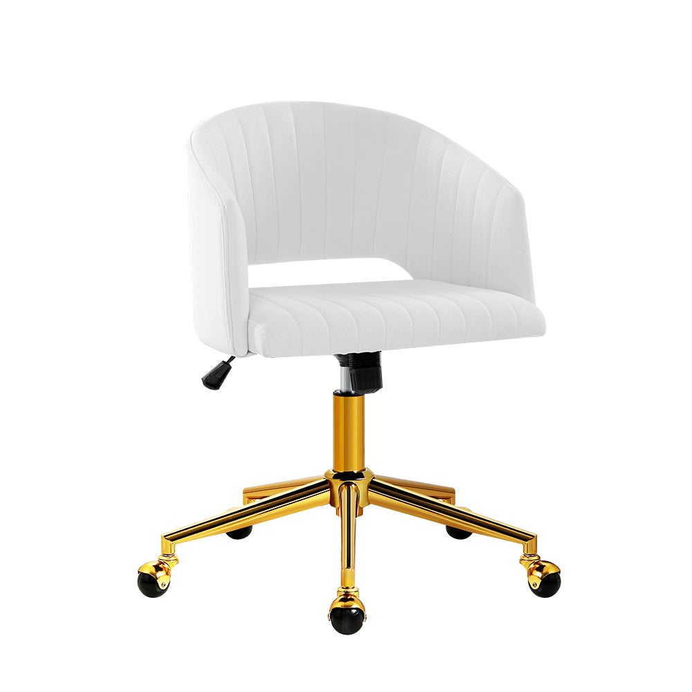 Adjustable Velvet Office Chair Fabric Computer Chairs - White