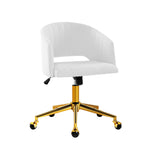 Adjustable Velvet Office Chair Fabric Computer Chairs - White