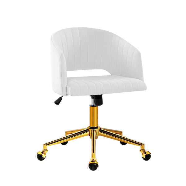  Adjustable Velvet Office Chair Fabric Computer Chairs - White