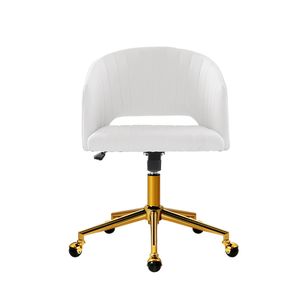 Adjustable Velvet Office Chair Fabric Computer Chairs - White