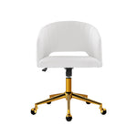 Adjustable Velvet Office Chair Fabric Computer Chairs - White