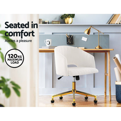 Adjustable Velvet Office Chair Fabric Computer Chairs - White