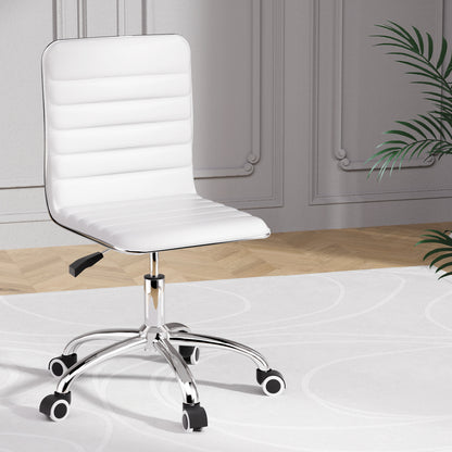 Sleek White/Black PU Leather Gaming Chair for Office and Computer Desk