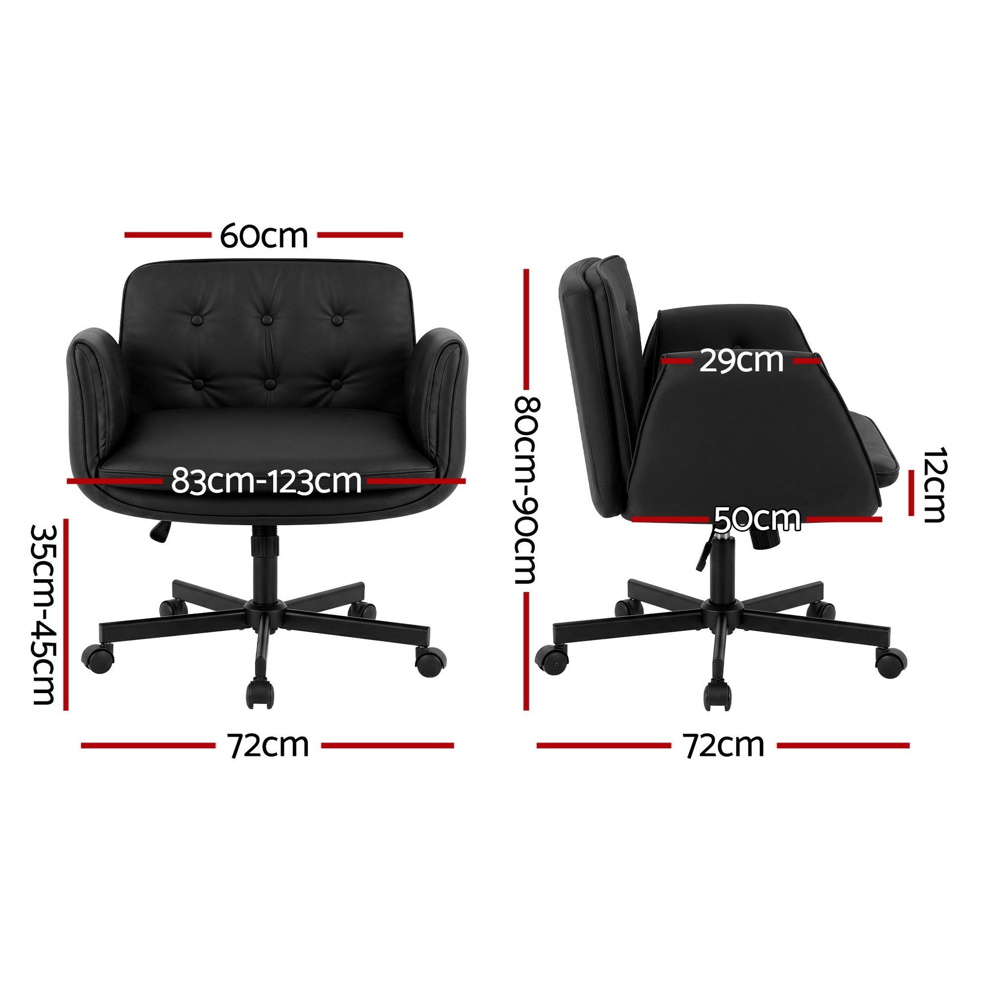 Cross Legged Office Chair Wheels Armrests | HomeAndLiving - 3