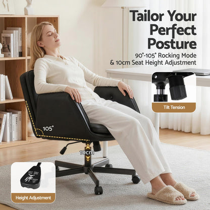 Cross Legged Office Chair Wheels Armrests | HomeAndLiving - 8