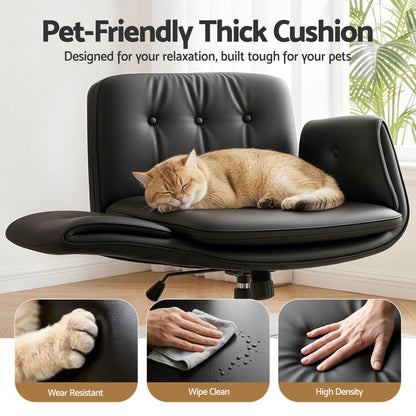 Cross Legged Office Chair Wheels Armrests | HomeAndLiving - 9