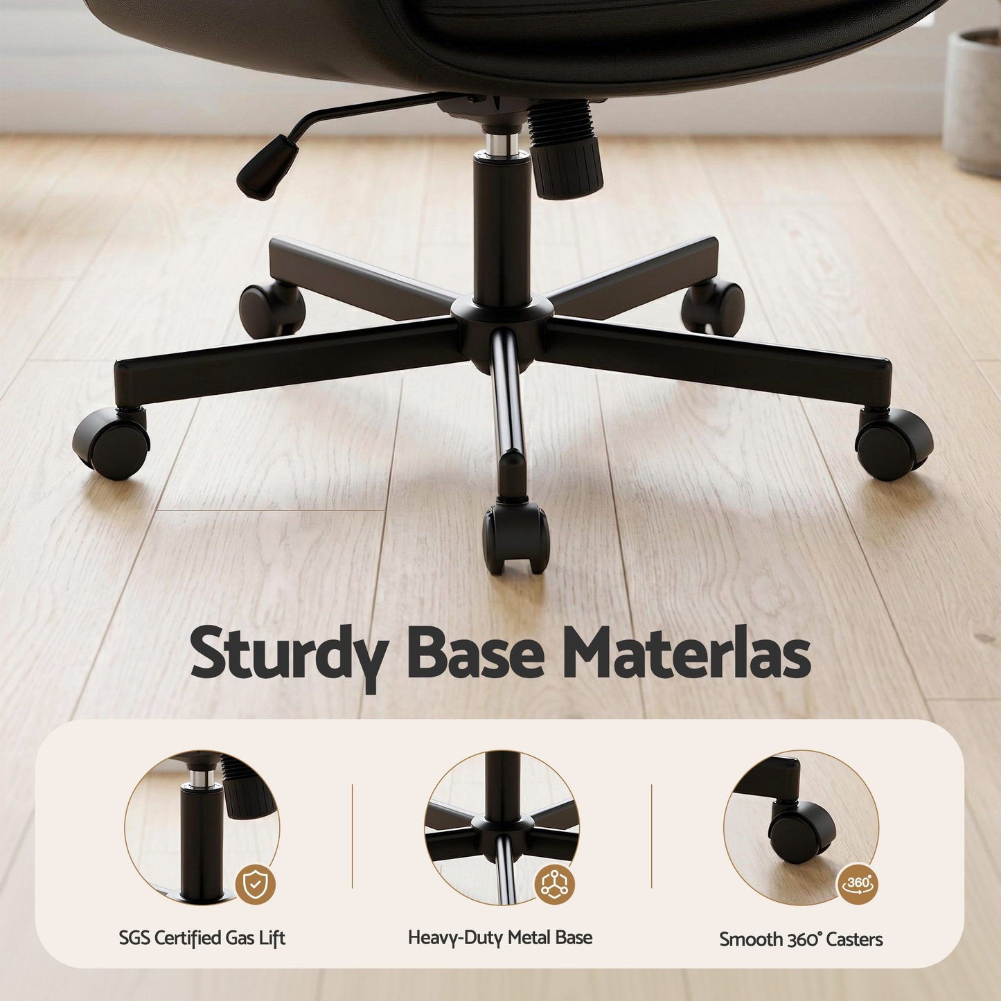 Cross Legged Office Chair Wheels Armrests | HomeAndLiving - 10