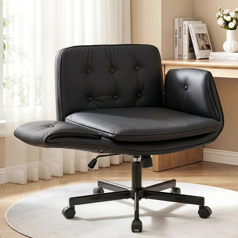 Cross Legged Office Chair Wheels Armrests | HomeAndLiving