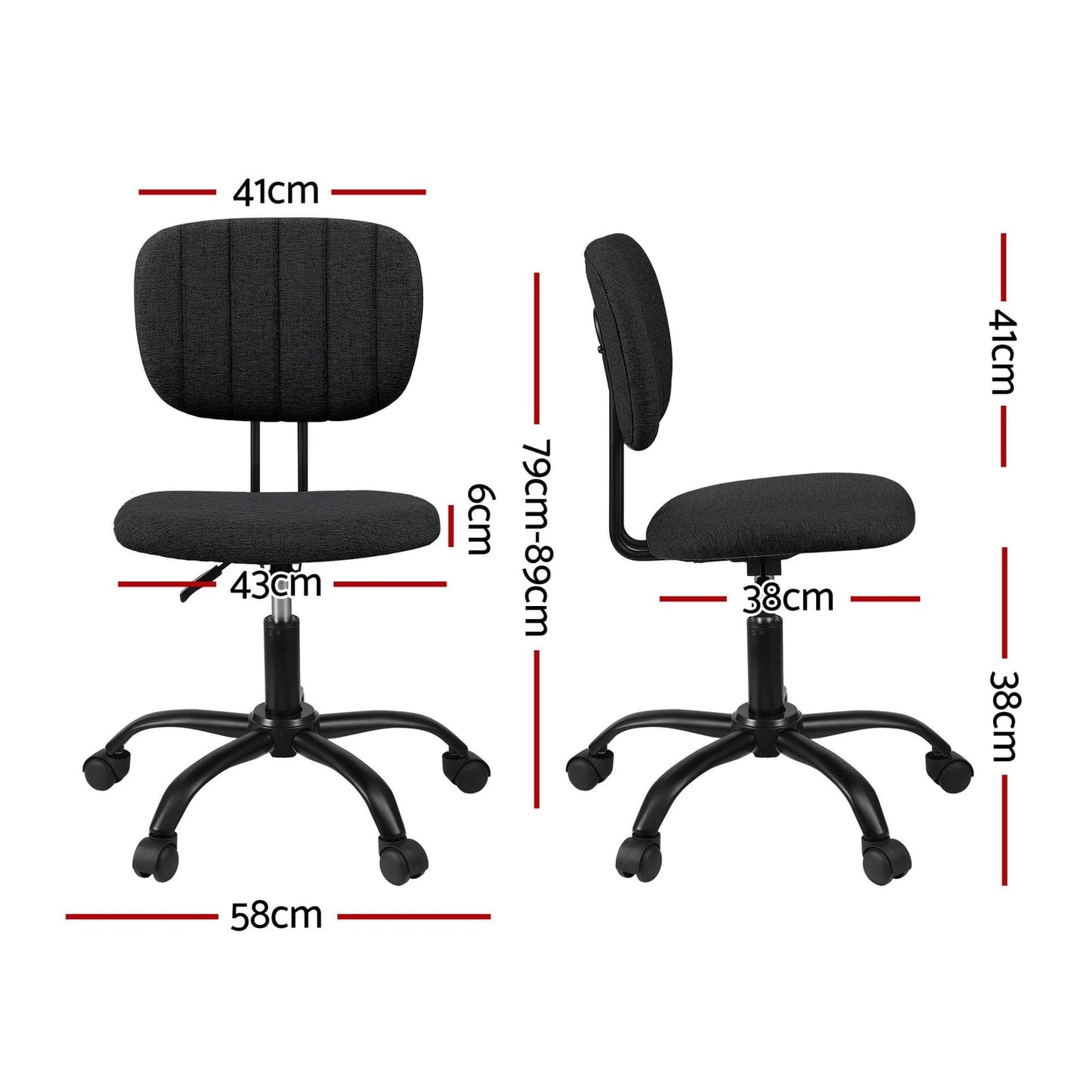 Black office chair king, rear view
