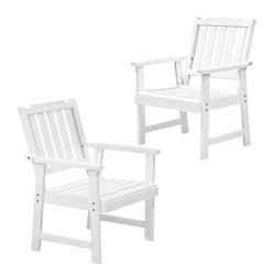 Outdoor Armchair Wooden Patio Furniture 2PCS Chairs Set Garden Seat White