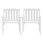 Outdoor Armchair Wooden Patio Furniture 2PCS Chairs Set Garden Seat White