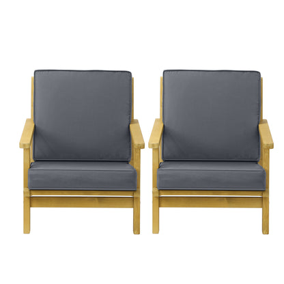 2PCS Outdoor Armchair Furniture Lounge Wooden Chair Patio Garden Sofa Set