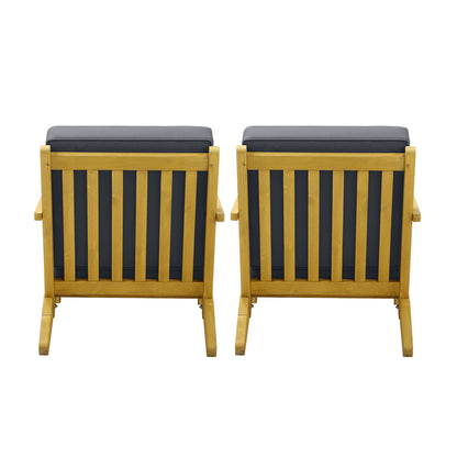 2PCS Outdoor Armchair Furniture Sun Lounge Wooden Garden Sofa Foot Stool