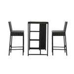Outdoor Bar Table Dining Chairs Stools Set Rattan Patio Furniture 3 Piece