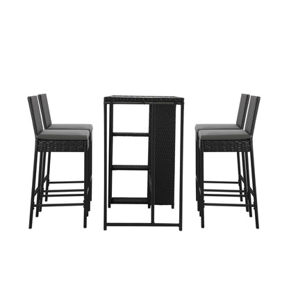 Outdoor Dining Set Patio Furniture Rattan Bar Table Chairs Bar Stools Set