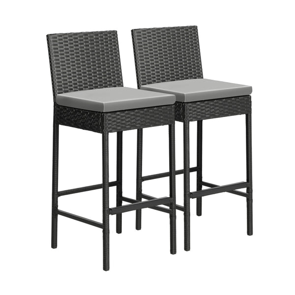  Outdoor Rattan Bar Stools Patio Dinning Chairs Cafe Garden Furniture 2X