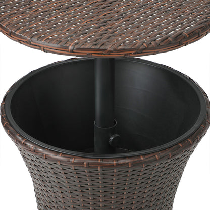 Rattan Cooler Ice Bucket Table Storage Black/Brown