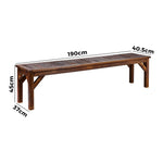 Garden Bench Wood Patio 190cm Slatted Seat Outdoor