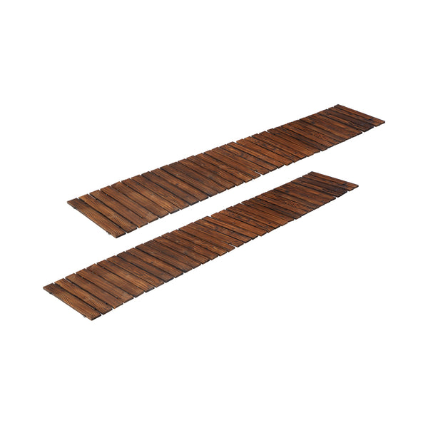  2PC Garden Wooden Pathway 8ft Roll-Out Straight Walkway