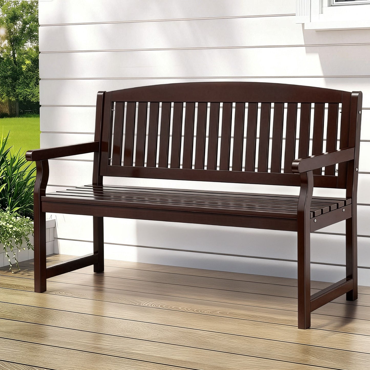 Outdoor Garden Bench Wooden 2 Seater Lounge Chair Patio Furniture Brown