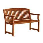 Outdoor Garden Bench Wooden 2 Seater Lounge Chair Patio Furniture Brown