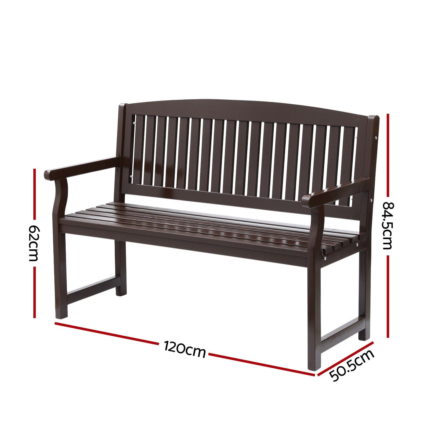 Outdoor Garden Bench Wooden 2 Seater Lounge Chair Patio Furniture Brown