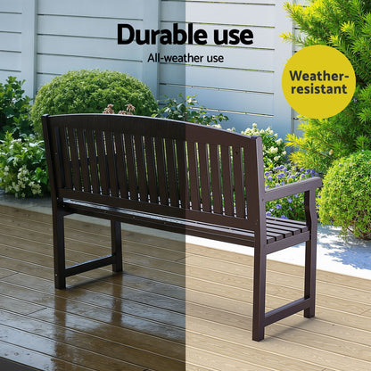 Outdoor Garden Bench Wooden 2 Seater Lounge Chair Patio Furniture Brown