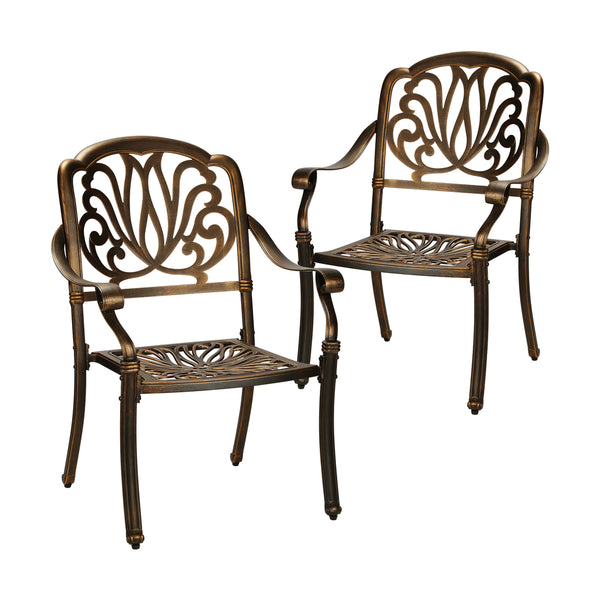  Outdoor Dining Chairs Cast Aluminium Patio Garden Furniture Set of 2