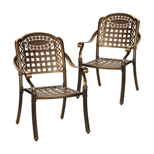 Outdoor Furniture Dining Chairs Cast Aluminium Garden Patio Chairs x2