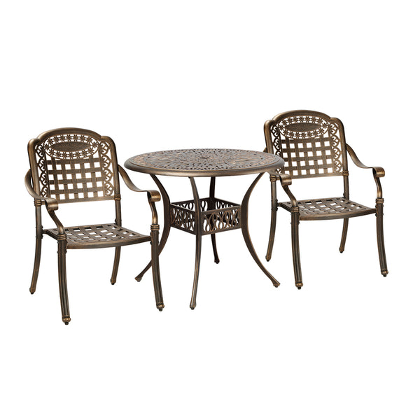  Outdoor Dining Chairs 3 Piece Bistro Set Cast Aluminium Patio Furniture