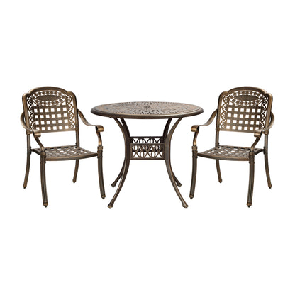 Outdoor Dining Chairs 3 Piece Bistro Set Cast Aluminium Patio Furniture