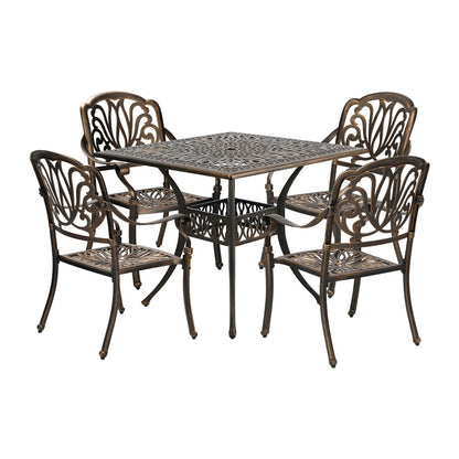 Outdoor Dining Set Aluminium Bronze 90x90x75cm
