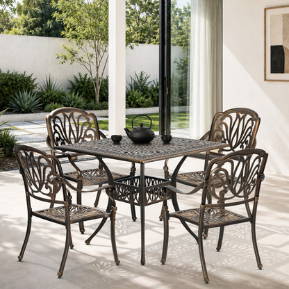 Outdoor Dining Set Aluminium Bronze 90x90x75cm