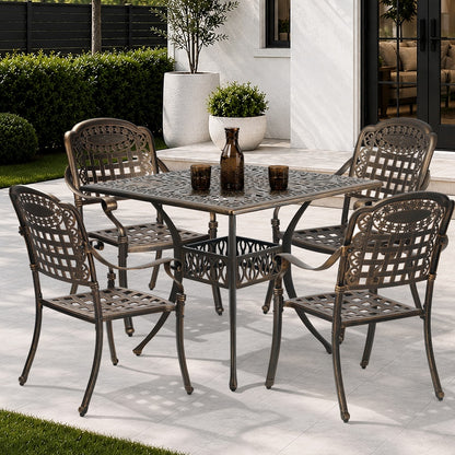 Outdoor Dining Set Bronze Aluminium 90x90x75cm
