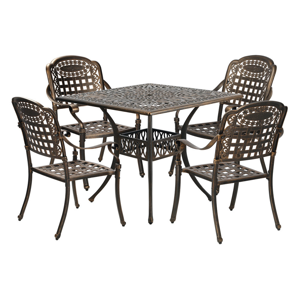 Outdoor Dining Set Bronze Aluminium 90x90x75cm