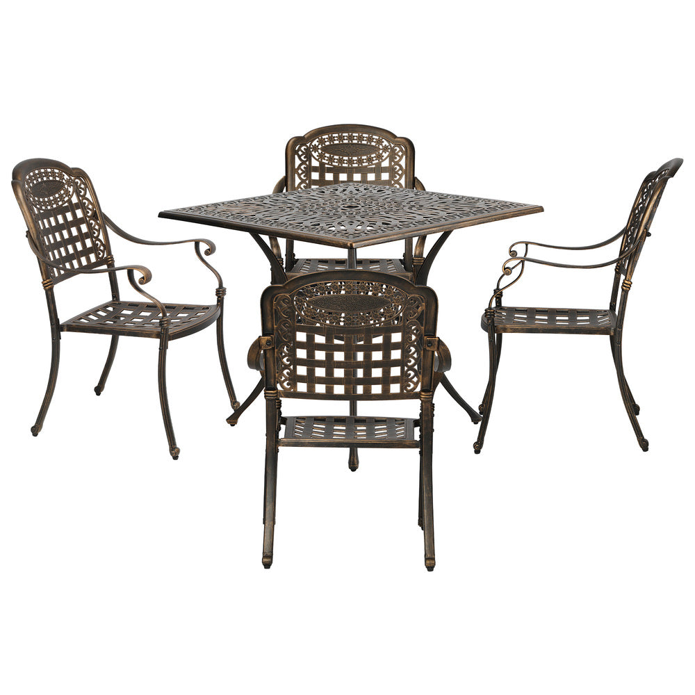 Outdoor Dining Set Bronze Aluminium 90x90x75cm