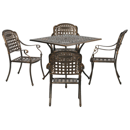 Outdoor Dining Set Bronze Aluminium 90x90x75cm