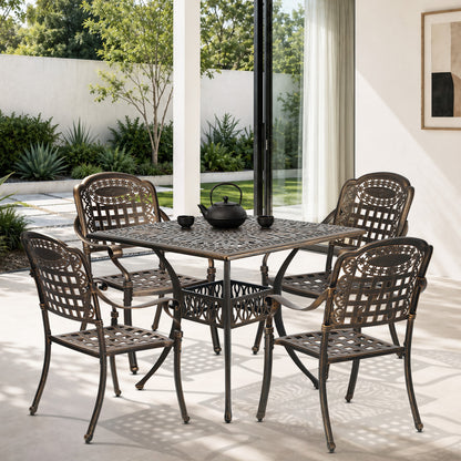 Outdoor Dining Set Bronze Aluminium 90x90x75cm