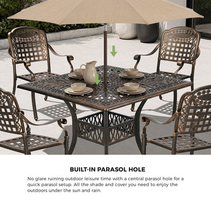 Outdoor Dining Set Bronze Aluminium 90x90x75cm