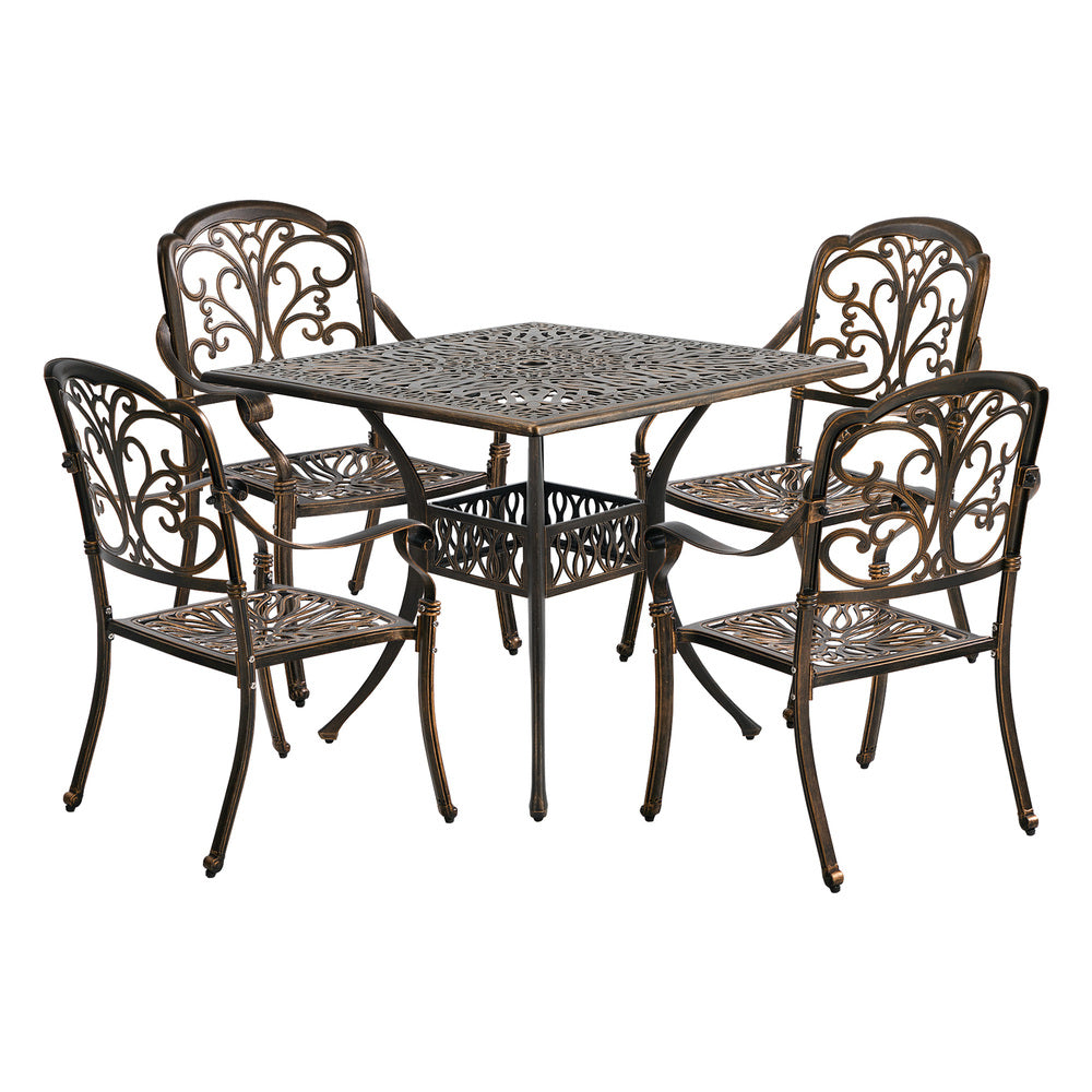 Outdoor Dining Set Cast Aluminium 90x90x75cm