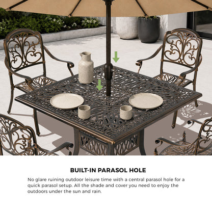 Outdoor Dining Set Cast Aluminium 90x90x75cm