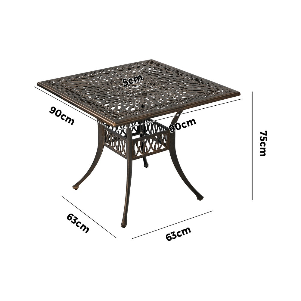 Outdoor Table Cast Aluminium Bronze 90x90x75cm