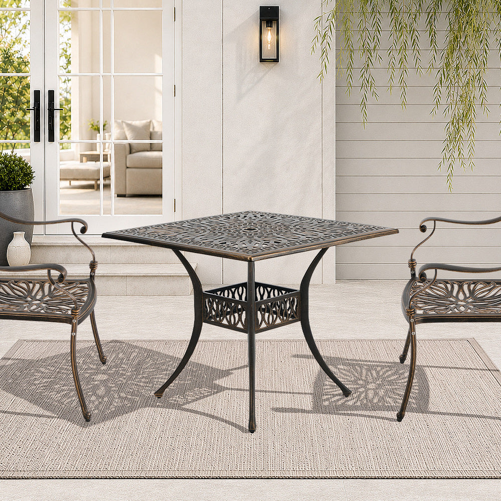 Outdoor Table Cast Aluminium Bronze 90x90x75cm